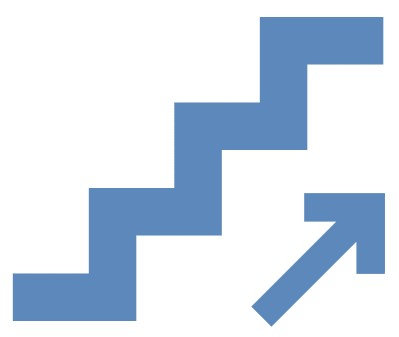 Icon of stairs moving upwards.